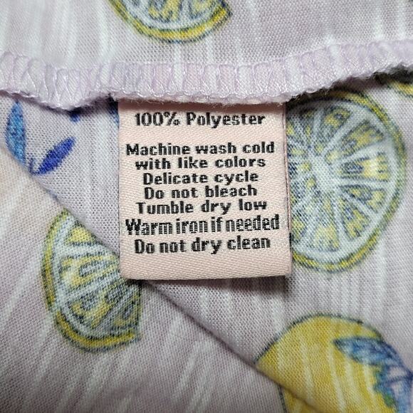 Juicy Couture Women's Lemon Print Purple Combo Ruffle Cold-Shoulder Top Size XL - Picture 8 of 8